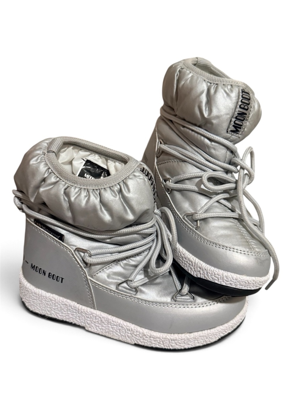 Moon Boot Kids JR Girl Low Nylon Silver Snow Boots EU 28 US 11